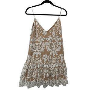 Charlotte Russe Beige & White Lace Dress